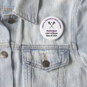 Persoonlijk Paarse Lacrosse-team Middelbare School Ronde Button 5,7 Cm (In situ)