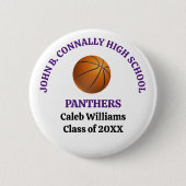 Persoonlijk Paarse Middelbare School Basketbalspel Ronde Button 5,7 Cm (Voorkant)
