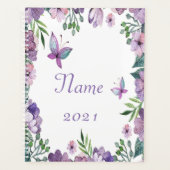 Persoonlijk paarse vlinder bloemenframe planner (Voorkant)