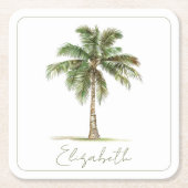 Persoonlijk Palmboomfeest aan de Kust Kartonnen Onderzetters (Voorkant)