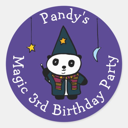 Persoonlijk Pandy de Panda Magisch Verjaardagsfees Ronde Sticker (Voorkant)