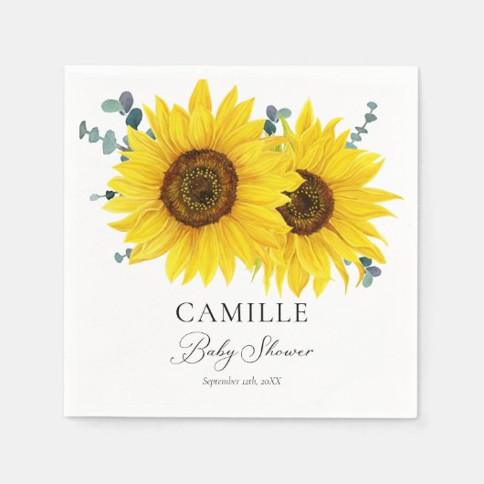 Persoonlijk papier met zonnebloem servet (Voorkant)