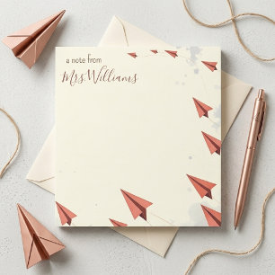 Persoonlijk Papier Vliegtuig Frame Leraar Cadeau Notitieblok