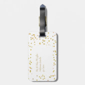 Persoonlijk Pas Getrouwd Gouden Stof Confetti Bagagelabel (Achterkant verticaal)