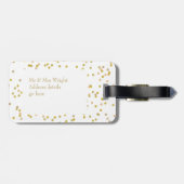 Persoonlijk Pas Getrouwd Gouden Stof Confetti Bagagelabel (Achterkant horizontaal)