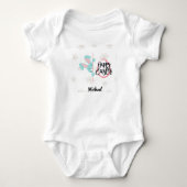 Persoonlijk Pasen Blauwe Konijn Baby Body Romper (Voorkant)