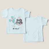 Persoonlijk Pasen Blauwe Konijn T-Shirt (Ontwerp Voorkant & Achterkant)