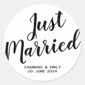 Persoonlijk Pasgetrouwd Honeymoon Net Getrouwd Ronde Sticker