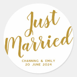 Persoonlijk Pasgetrouwd Honeymoon Net Getrouwd Ronde Sticker