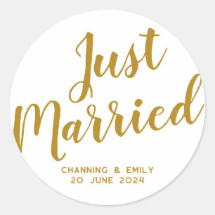 Persoonlijk Pasgetrouwd Honeymoon Net Getrouwd Ronde Sticker