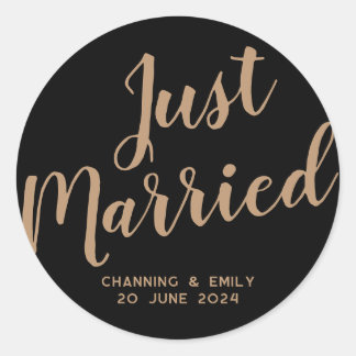 Persoonlijk Pasgetrouwd Honeymoon Net Getrouwd Ronde Sticker