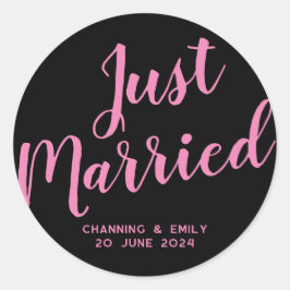 Persoonlijk Pasgetrouwd Honeymoon Net Getrouwd Ronde Sticker