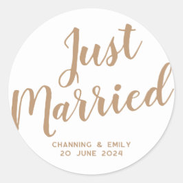 Persoonlijk Pasgetrouwd Honeymoon Net Getrouwd Ronde Sticker