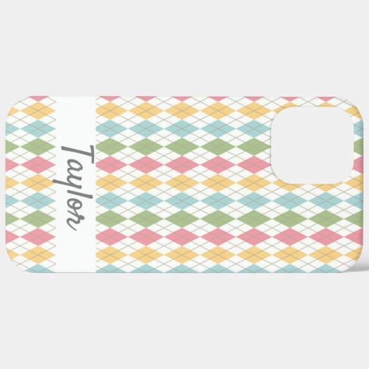 Persoonlijk Pastel Argyle Patroon Case-Mate iPhone Case (Achterkant (horizontaal))