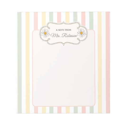 Persoonlijk Pastel Bloemmotief | Aangepaste Naam  Notitieblok (Voorkant)