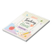 Persoonlijk Pastel Gingham Onderwijs Met Hart Notitieblok (Linkerzijde)