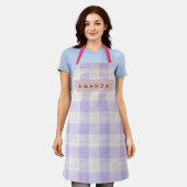 Persoonlijk Pastel Lavendel Gingham Rutgerpatroon Schort (Gedragen)