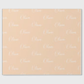 Persoonlijk Pastel Perzik Naam Schrift Cadeaupapier (Vlak)