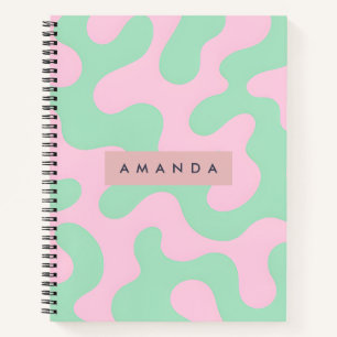 Persoonlijk Pastel Roze en Mintgroen Abstract Notitieboek