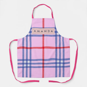 Persoonlijk Pastel Roze Geruit met Rood en Blauw Schort