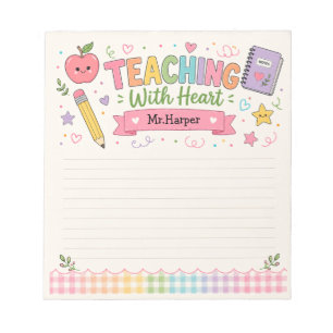 Persoonlijk Pastelkleurig Gingham Onderwijs Met Ha Notitieblok