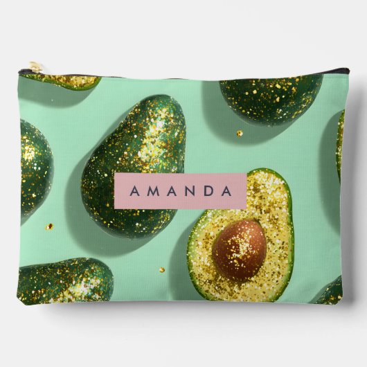 Persoonlijk Pastelkleurig Glitter Avocadontwerp Etui (Voorkant)