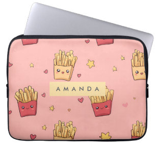 Persoonlijk Pastelkleurig Kawaii Frans Frites Patr Laptop Sleeve