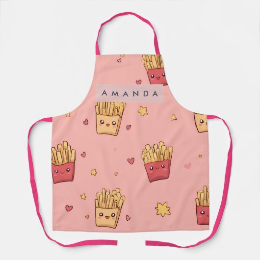 Persoonlijk Pastelkleurig Kawaii Frans Frites Patr Schort (Voorkant)