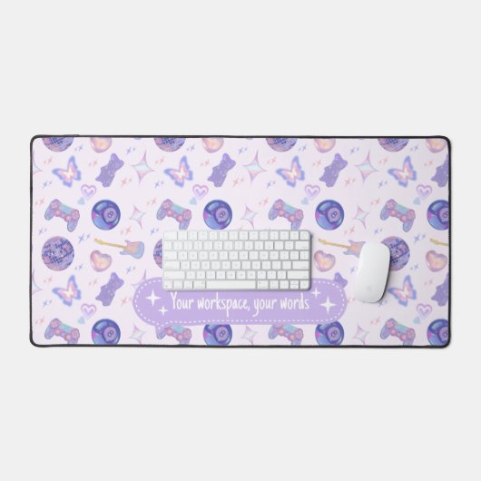 Persoonlijk pastelkleurig y2k lavendel esthetisch bureaumat (Keyboard & Muis)