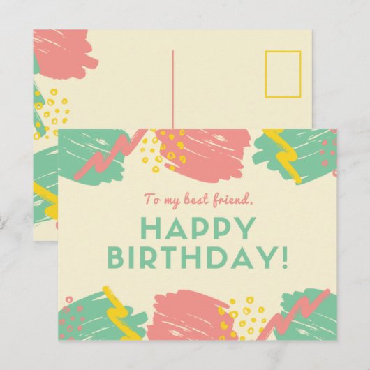 Persoonlijk - Pastelkleurige Kwaststreken Briefkaart (Voorkant / Achterkant)