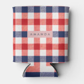 Persoonlijk Patriotisch Rood, Wit & Blauw Gingham Blikjeskoeler (Voorkant)