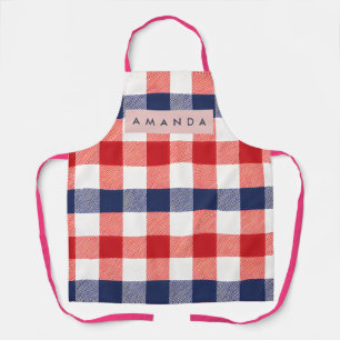 Persoonlijk Patriotisch Rood, Wit & Blauw Gingham Schort