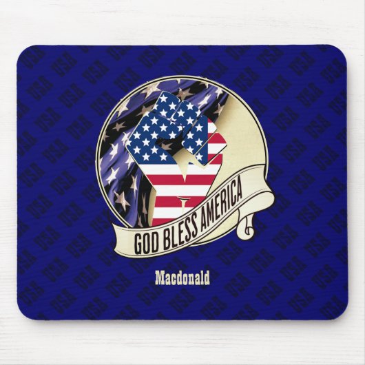 Persoonlijk Patriottisch Amerika God zegene Amerik Muismat (Voorkant)