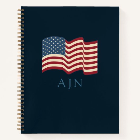 Persoonlijk patriottisch schetsboek met monogram notitieboek (Voorkant)