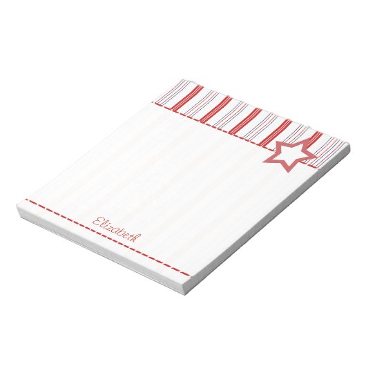 Persoonlijk: Patriottische rode witte en blauwe st Notitieblok (Linkerzijde)