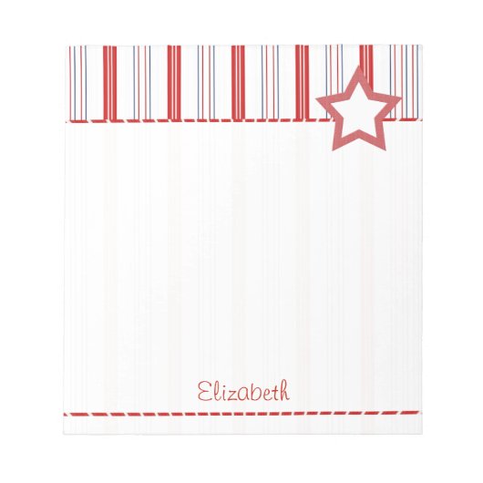 Persoonlijk: Patriottische rode witte en blauwe st Notitieblok (Voorkant)