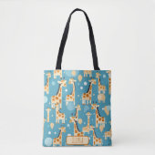 Persoonlijk patroon met cute giraffen tote bag (Voorkant)