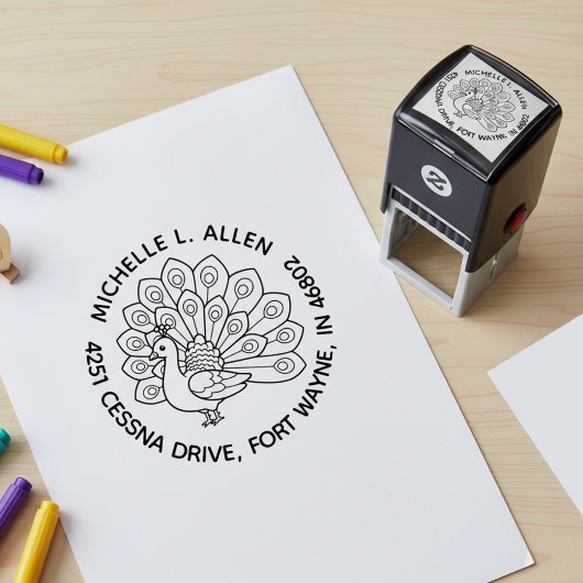 Persoonlijk Pauw Ronde Retouradres Zelfinktende Stempel