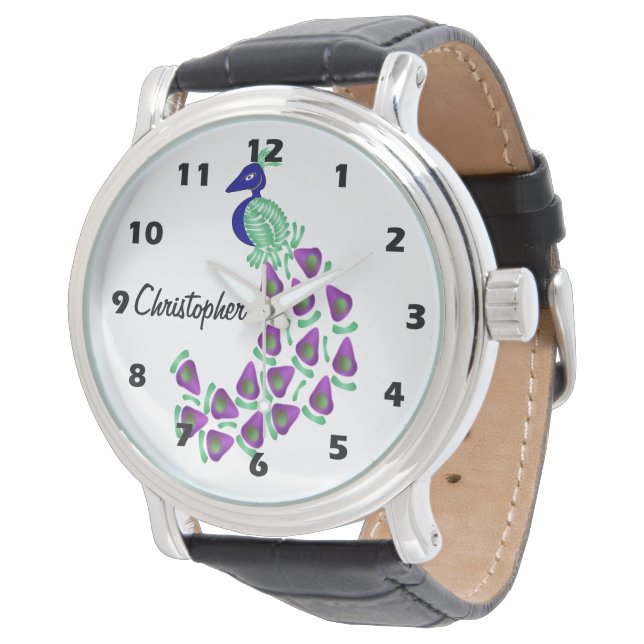 Persoonlijk Pauwontwerp Horloge (Gekanteld)
