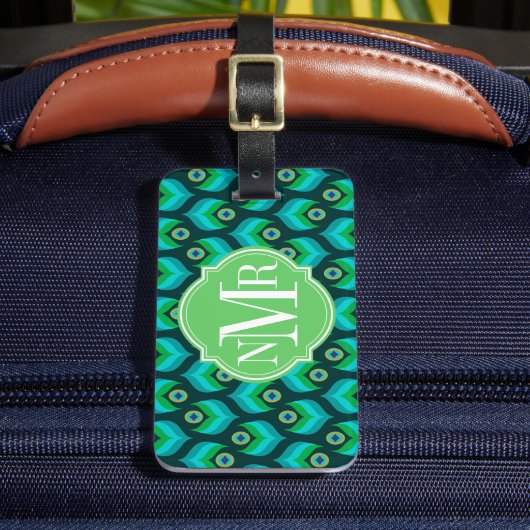 Persoonlijk Pauwveerpatroon met Monogram Bagagelabel (Voorkant Insitu 2)