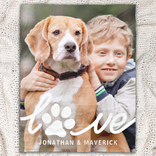Persoonlijk Paw LOVE Modern Pet Photo Hondenliefhe Fleece Deken