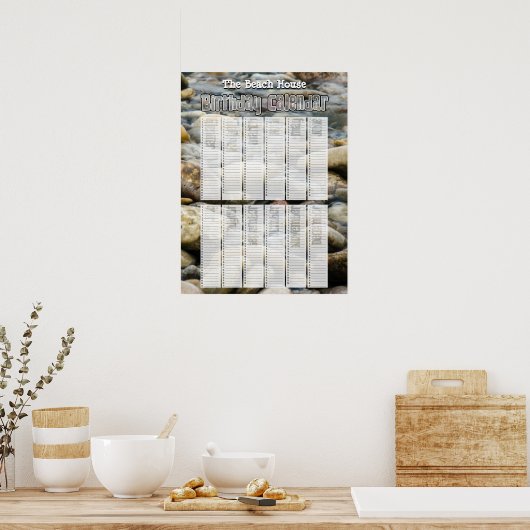 Persoonlijk Perpetual Beach Birthday Calendar Poster (Keuken)