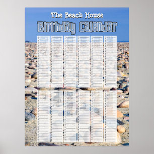 Persoonlijk Perpetual Beach Birthday Calendar Poster