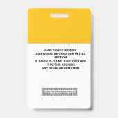 Persoonlijk personeels ID-badge - Naam, foto, logo Badge (Achterkant)