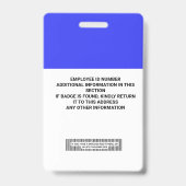 Persoonlijk personeels ID-badge - Naam, foto, logo Badge (Achterkant)