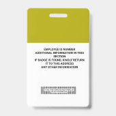Persoonlijk personeels ID-badge - Naam, foto, logo Badge (Achterkant)