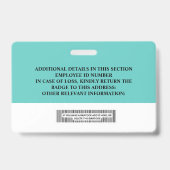 Persoonlijk personeels-ID-badge - Naam, foto, stre Badge (Achterkant)