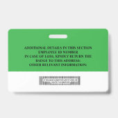 Persoonlijk personeels-ID-badge - Naam, foto, stre Badge (Achterkant)