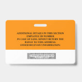 Persoonlijk personeels-ID-label - Naam, foto, stre Badge (Achterkant)