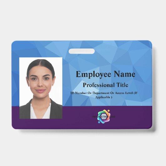 Persoonlijk personeelsbadge met foto, barcode, log badge (Voorzijde)